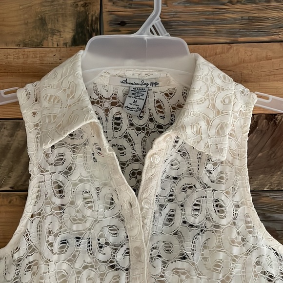 American Rag Lace dress cream all over lace button front sleeveless NWT - Picture 3 of 12